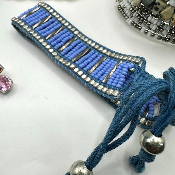 Bracelet lot bundle 7 beaded cuff casual faux pearl preppy boho casual beads - Picture 11 of 16
